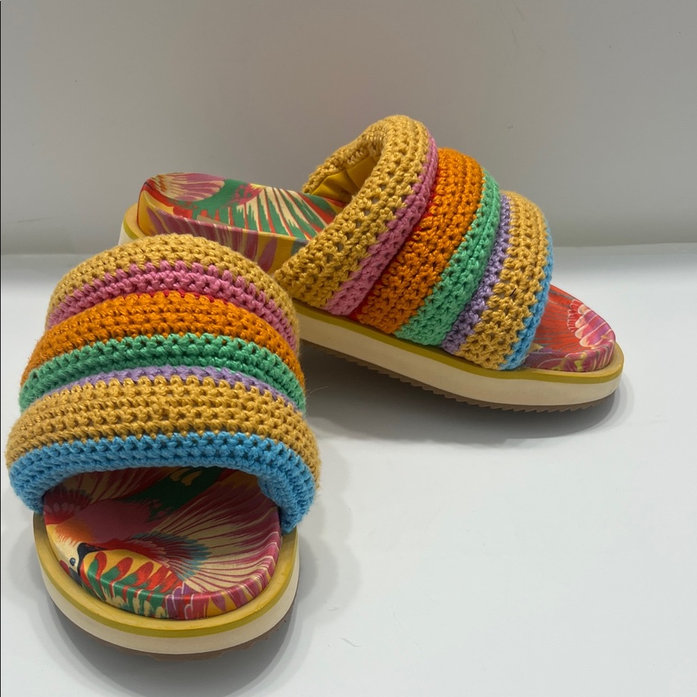Farm Rio Colorful crochet slides size 7